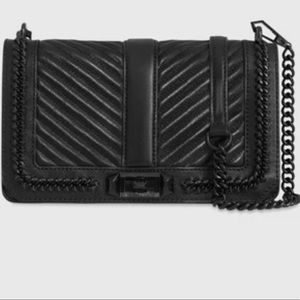 Rebecca Minkoff Black Quilted Chevron Chain Crossbody